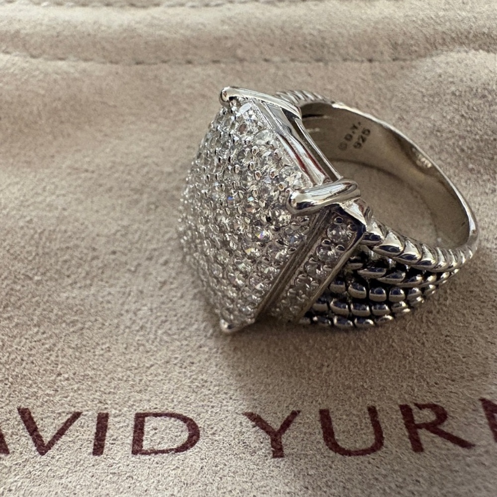 David Yurman Silver Diamond Ring sz8
